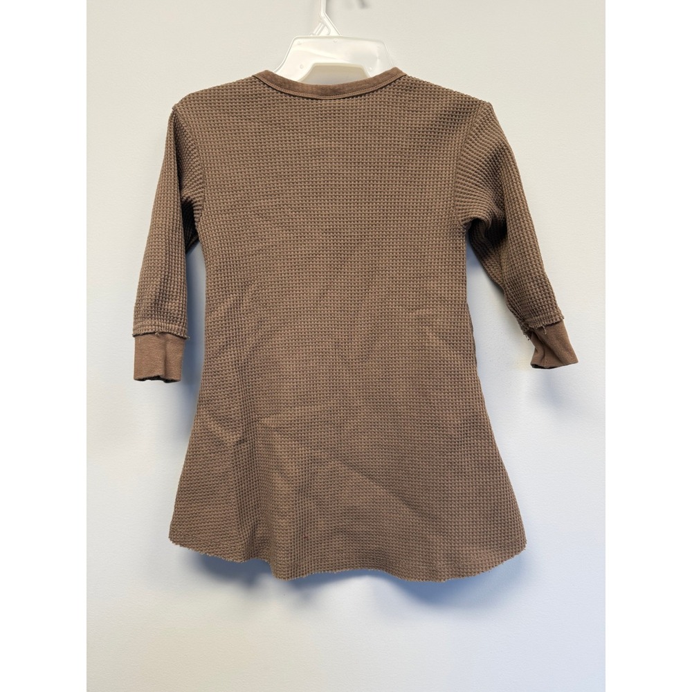 Little Bipsy Kids Waffle Knit Henley Dress Mocha Brown Long Sleeve 3T 4T - Picture 2 of 5